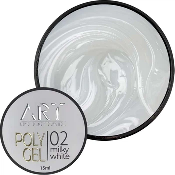 Полігель для нарощування нігтів ART POLYGEL №02 Milky White 15 мл