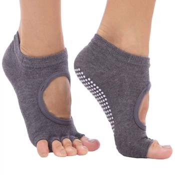 Жіночі шкарпетки для йоги з відкритими пальцями Yoga Socks протиковзкі розмір 36-41 сірі (GI-6872)