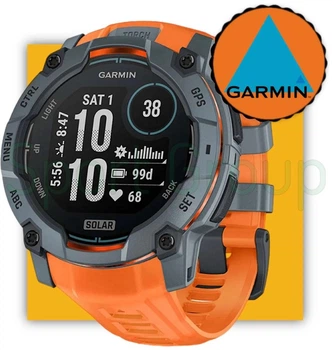 Смарт-годинник Garmin Instinct 3 із сонячною батареєю (010-02935-01) 50 мм SOLAR, колір сірий/оранжевий