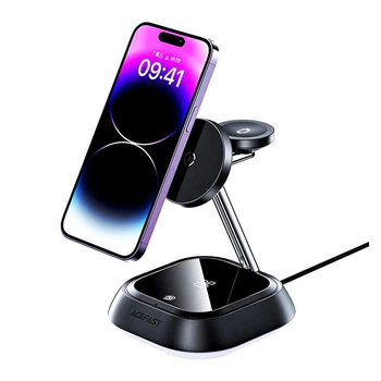 Зарядка беспроводная складная Qi2 3in1 ACEFAST E16 |20.5W Watch/Airpods/Phone| Док станция Black