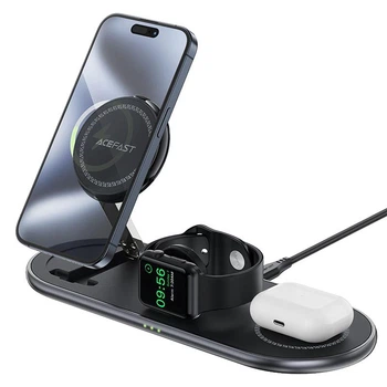 Зарядка беспроводная складная Qi2 3in1 ACEFAST E19 |22.5W Watch/Airpods/Phone| Док станция Black