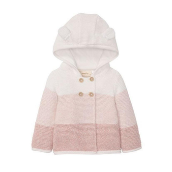 Кофта Lupilu кардиган в'язана дитяча на дівчинку з капюшоном серія Pure collection з органічної бавовни 50-56 см (0-2 міс) біла, рожева