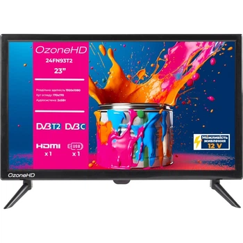 Телевізор 24' OzoneHD 24FN93T2, 1920x1080, 60 Гц, DVB-T2/С, HDMI/VGA, USB, VESA 75x75