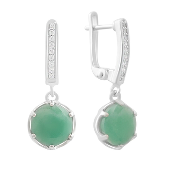 Срібні сережки з натуральним смарагдом 5.533ct (2167181)
