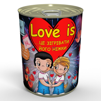Чоловічі Консервовані шкарпетки Love is...зігрівати його ніжки приємний подарунок на День Закоханих