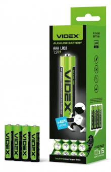 Щелочная батарейка Videx LR03/AAA 4 шт SHRINK цена за 4шт