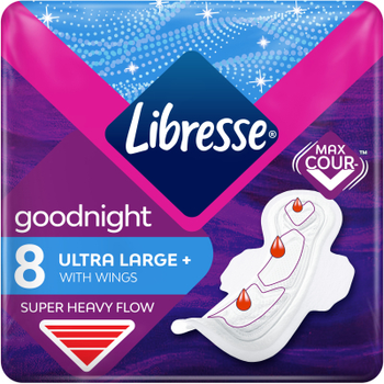 Гігієнічні прокладки Libresse Ultra Goodnight Large нічні з крильцями 8 шт (7322540960235)