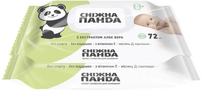 Вологі серветки Сніжна панда Алое для немовлят без запаху 72 шт (4820183970442)