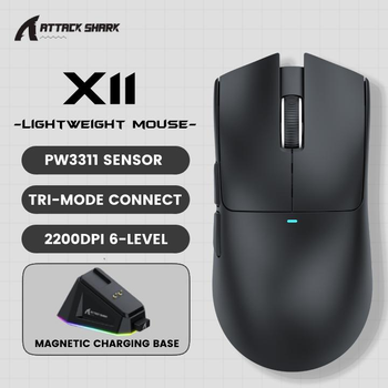 Мишка Attack Shark X11 PAW3311 з док-станцією Чорна
