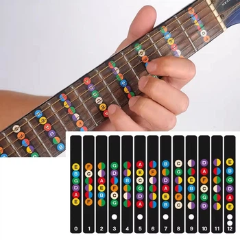 Наклейки - підказки на гриф гітари з нотами Guitarra стікери на акорди - лади для 6-струнної акустичної електрогітари, 1 шт, різнобарвний (98205028)
