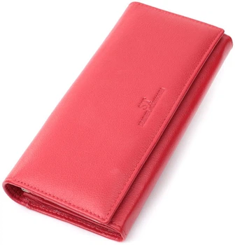 Женский кожаный кошелек ST Leather красный большой с монетницей на защелке 55833