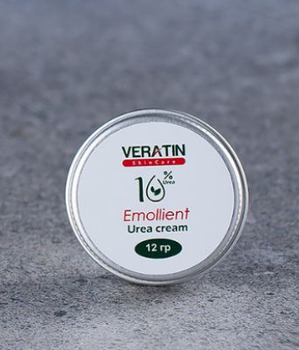 Смягчающий крем для потрескавшейся,сухой кожи стоп с мочевиной 10% Emollient Urea cream, Flosvita, Veratin Skin Care, 12г. банка