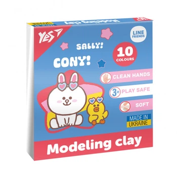 Пластилин 10 цветов 200 грамм Line Friends YES, 540664