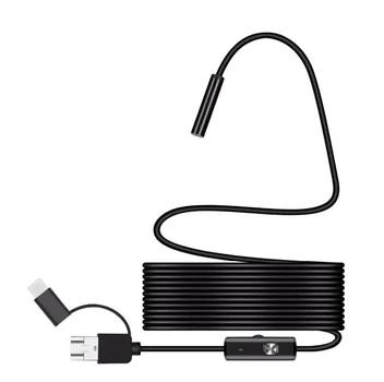 Эндоскоп 5.5 мм 2 м 3 in 1 Инспекционная камера 3 в 1, бороскоп Type-C, Micro USB и USB мягкий кабель