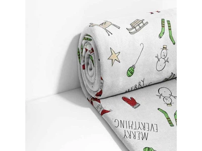 Плед LELIT 150*200 Новорічний Велсофт,Білий Merry everything,150/200
