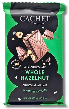 Молочный шоколад Cachet MILK CHOCOLATE WHOLE HAZELNUT с целым фундуком 300г
