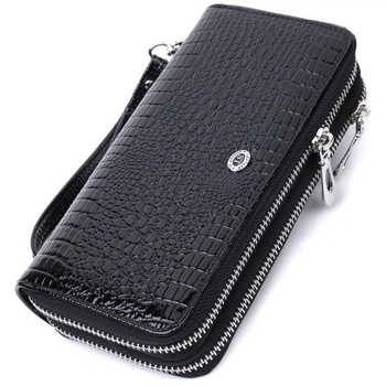 Женский кожаный кошелек на две молнии SТ AE 238-2 Black