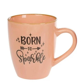 Кружка керамічна Born to Sparkle, 360мл, 344-131 Помаранчевий