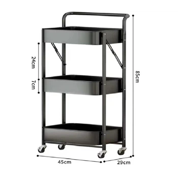 Этажерка на колесах 3 яруса 45*29*85 см WW01358-BL