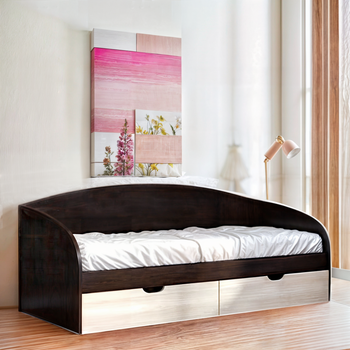 Ліжко односпальне Tobi Sho COMFORT з шухлядами для дитячої кімнати, 800х1900 мм Венге темний/Дуб молочний