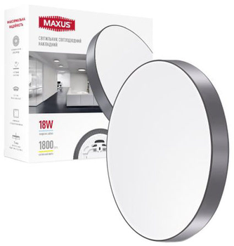Настінно-стельовий світильник MAXUS SP Ceiling 18W 4100K Circle Slim Gray 1800Lm (1-MSP-1841-SLG)