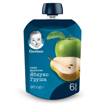 Фруктове пюре Gerber Яблуко Груша з 6 місяців 90 г (7613036345507)