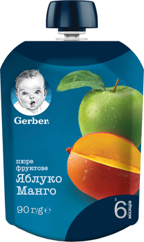 Фруктове пюре Gerber Яблуко та манго з 6 місяців 90 г (7613036345866)