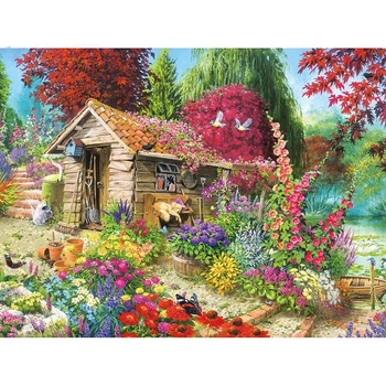 Картина по номерам 40х50 см DIY (без коробки) Старый домик в саду (RA5364_O)