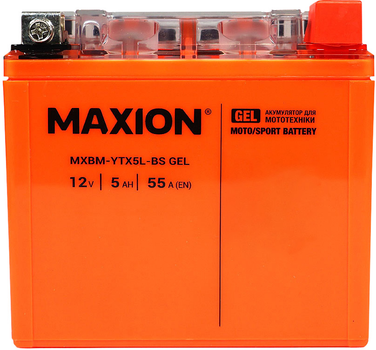 Мото акумулятор Maxion YTX5L-BS GEL 12 В 5 А/год 55 A (4820219072225)