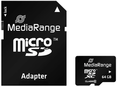 Карта пам'яті MediaRange microSDXC 64GB Class 10 + SD адаптер (MR955)
