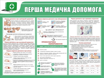 Стенд «Перша медична допомога» 800мм×600мм зелений (Арт0282)