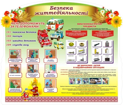 Стенд «Безпека життєдіяльності» 700мм×600мм фігурний (Арт0269)