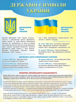 Стенд «Державні символи України» 600мм×800мм (Арт1397)