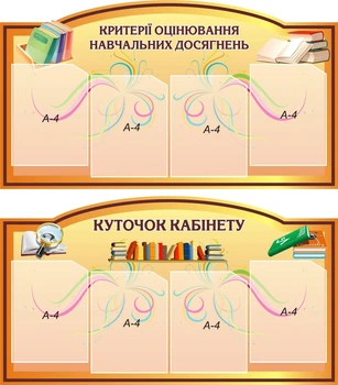 Набір стендів «Категоріїї оцінювання + куточок кабінету» 1000мм×560мм×2шт (Арт0260)