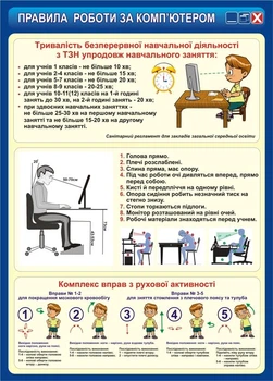 Інформаційний пластиковий стенд «Правила роботи за комп'ютером» 510мм×710мм (Арт1073)