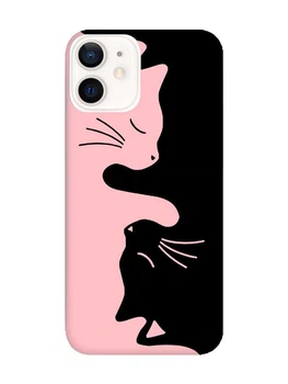 Матовий рожевий чохол на Apple iPhone 12 / 12 Pro (6.1) Котики (принт 118)