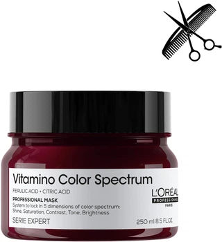 Професійна маска L'Oreal Professionnel Serie Expert Vitamino Color Spectrum Professional Mask для сяючого блиску та збереження 5 вимірів колірного спектру після фарбування волосся 250 мл (3474637268466)
