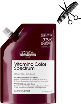 Професійний шампунь L'Oreal Professionnel Serie Expert Vitamino Color Spectrum Professional Shampoo Refill для сяючого блиску та збереження 5 вимірів колірного спектру після фарбування волосся 500 мл (3474637270018)