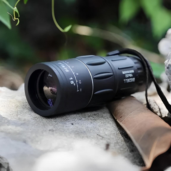 Монокуляр Bushnell 16x52 надпотужний подвійне фокусування чорний, монокуляр регульований ударостійкий з скла та пластика з чохлом (sp645679)