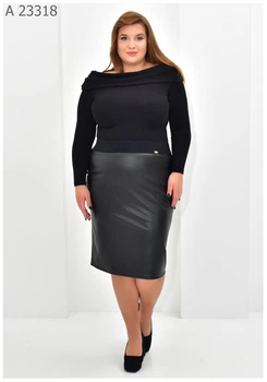 Женская юбка из экокожи на флисе UF-Fashion МА- 23318 58 черный