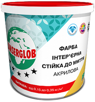Краска интерьерная акриловая Anserglob стойкая к мойке, 4.2 кг