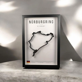 Об'ємна Рамка з 3D Трасою Nürburgring Circuit / Nürburg, Germany / Нюрбургрінг в Масштабі 1:40 000 Black Matte / Frame 32x23x3