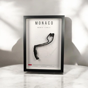 Об'ємна Рамка з 3D Трасою Monaco Circuit (Circuit de Monaco) / Monte Carlo / Монако в Масштабі 1:40 000 Black Matte / Frame 32x23x3