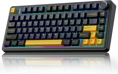 Клавиатура беспроводная AULA F75+ наклейки укр раскладки, игровая,RGB подсветка,Hot Swap,3 режима подключения,80 клавиш, 75% от макета, механическая