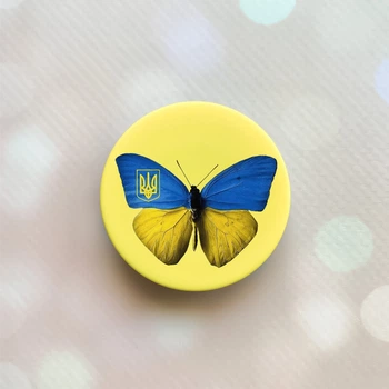 Держатель для смартфона / планшета попсокет Popsocket Желтый :: Бабочка Украина (принт 255)