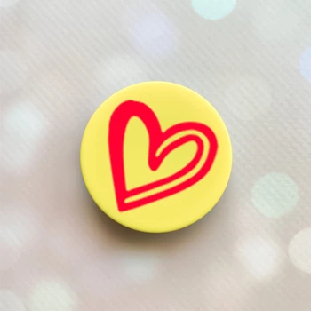 Держатель для смартфона / планшета попсокет Popsocket Желтый :: Сердце красное (принт 46)