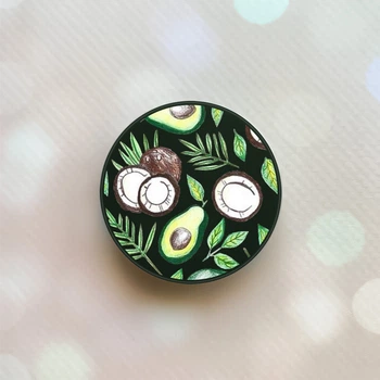 Держатель для смартфона / планшета попсокет Popsocket Черный :: Авокадо и кокос (принт 303)