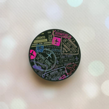 Держатель для смартфона/планшета попсокет Popsocket Черный :: Путешествия. Штампы (принт 316)