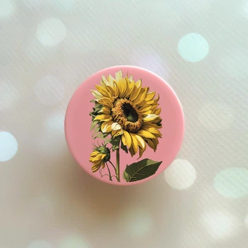 Держатель для смартфона / планшета попсокет Popsocket Розовый :: Подсолнух (принт 274)