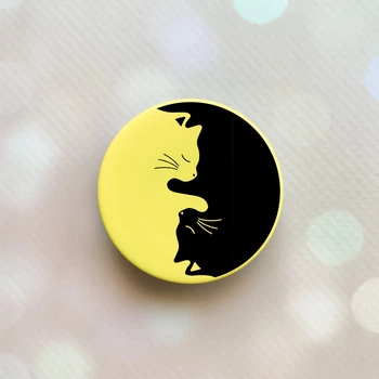 Держатель для смартфона / планшета попсокет Popsocket Желтый :: Котики (принт 118)